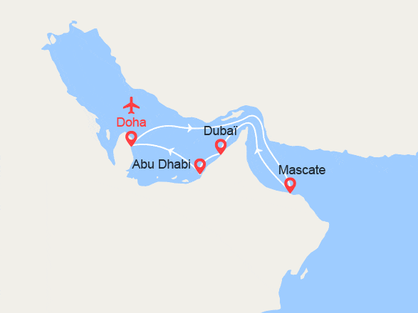 itinéraire croisière Moyen Orient : Oman et Emirats - Vols inclus