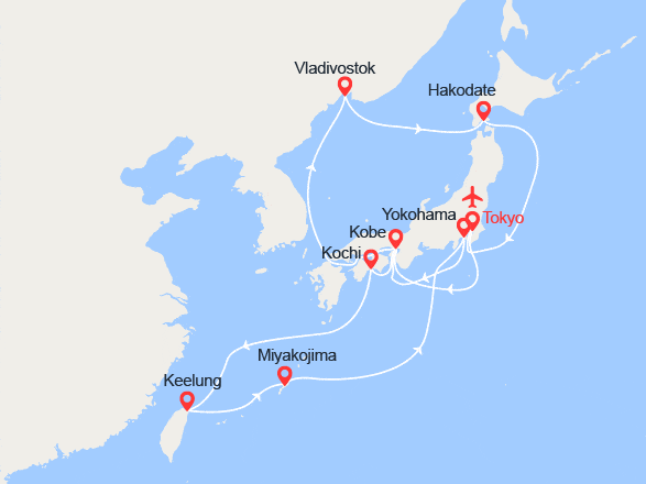 itinéraire croisière Asie : PACK EXCLUSIF ! Japon, Taïwan, Russie - Vols + hôtel inclus