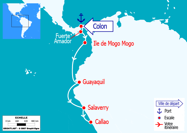 itinéraire croisière Amérique du Sud : Panama & trésors Précolombiens - Excursions incluses