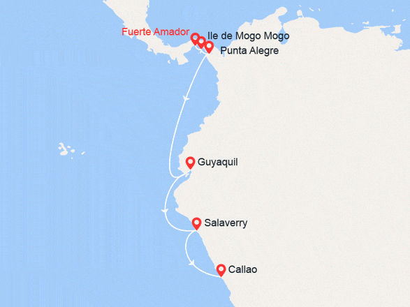 itinéraire croisière Amérique du Sud : Panama & trésors Précolombiens - EXCURSIONS INCLUSES
