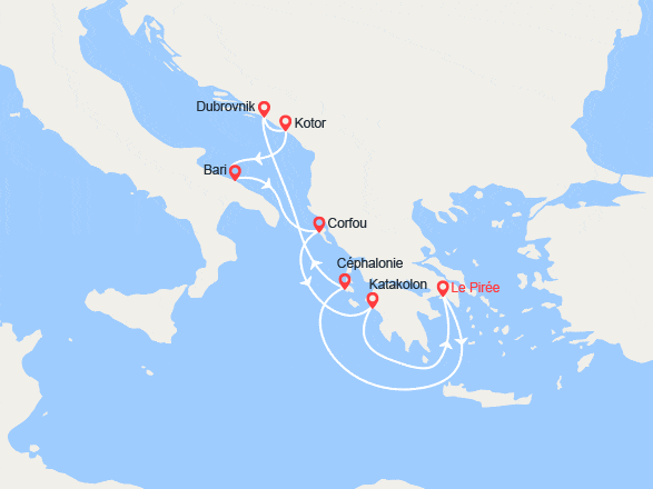itin&eacute;raire croisi&egrave;re Méditerranée Occidentale : Paradisiaque Grèce Italie Croatie 