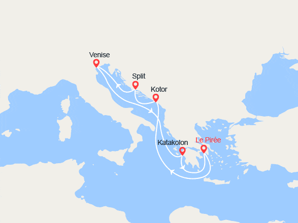 itinéraire croisière Méditerranée Orientale : Paradisiaque mer Adriatique