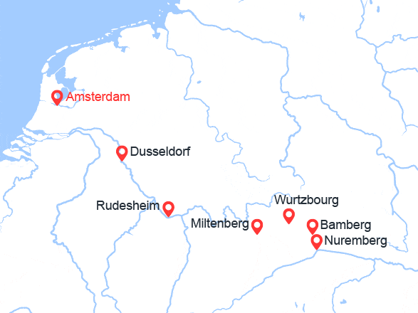 itin&eacute;raire croisi&egrave;re Rhin et ses affluents : Pays-Bas, Allemagne 