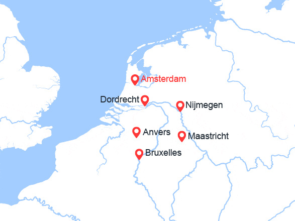 itin&eacute;raire croisi&egrave;re Danube : Pays-Bas, Belgique 