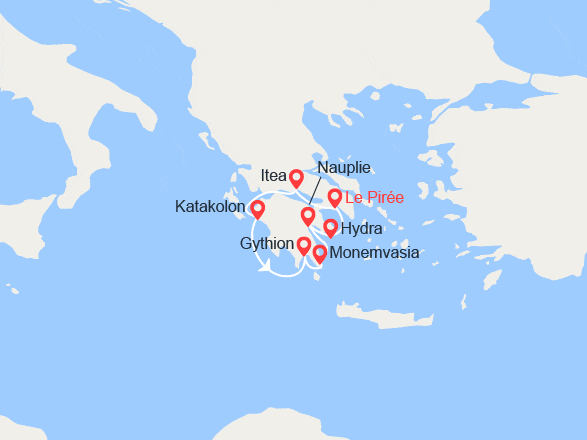 itin&eacute;raire croisi&egrave;re Iles grecques : Paysages et sites emblématiques du Péloponnèse 