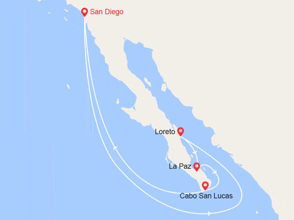 itinéraire croisière Amérique du Nord : Péninsule de Baja et mer de Cortez