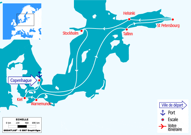 itinéraire croisière Baltique : Perles de la Baltique : Tallinn, St Péterbourg, Helsinki, Stockholm, Kiel...