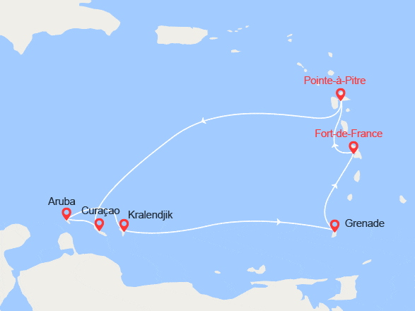 itinéraire croisière Caraïbes et Antilles : Perles des Antilles