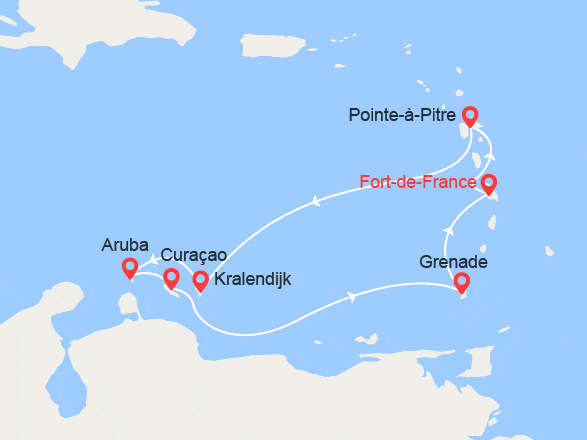 itinéraire croisière Caraïbes et Antilles : Perles des Antilles