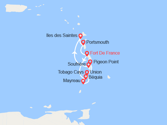 itinéraire croisière Caraïbes et Antilles : Perles des Antilles
