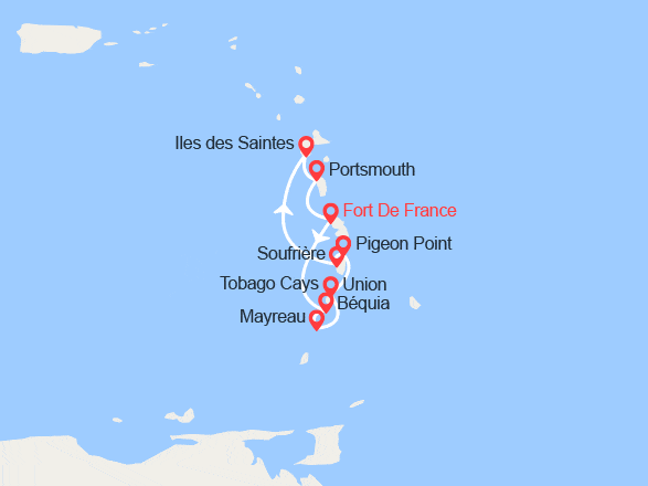 itinéraire croisière Caraïbes et Antilles : Perles des Antilles