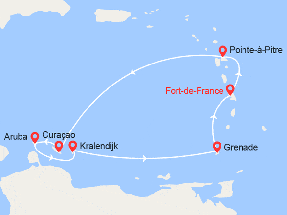 itinéraire croisière Caraïbes et Antilles : Perles des Antilles : Bonaire, Curaçao, St Vincent, Barbade