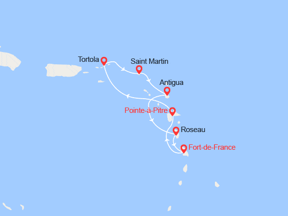 itinéraire croisière Caraïbes et Antilles : Perles des Antilles, Iles Vierges et Dominique