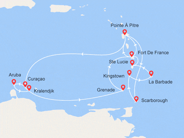 itinéraire croisière Caraïbes et Antilles : Perles des Antilles, Trinité et Tobago