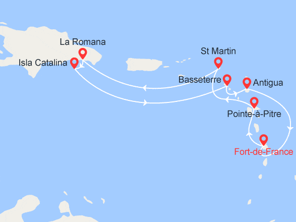 itinéraire croisière Caraïbes et Antilles : Perles des Caraïbes