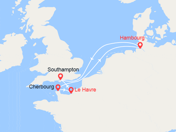 itinéraire croisière Europe du Nord : Perles du nord: Angleterre, Allemagne, Normandie