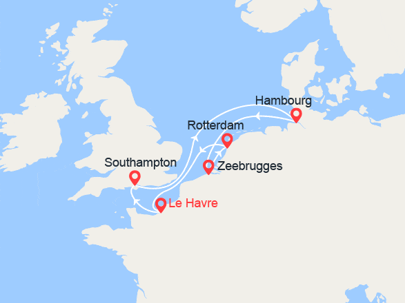 itinéraire croisière Europe du Nord : Perles du nord: Londres, Hambourg, Bruges, Rotterdam