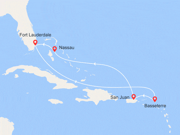 itinéraire croisière Caraïbes et Antilles : Petites Antilles et Bahamas