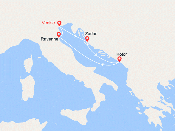 itinéraire croisière Croatie/Adriatique : Pierres de Montenegro et Mosaïques de l'Italie