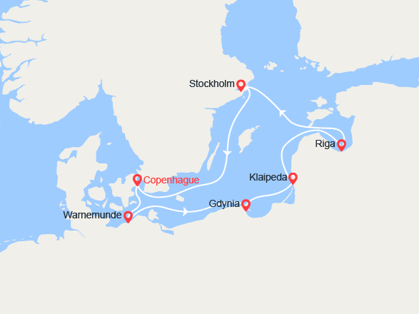 itin&eacute;raire croisi&egrave;re Baltique : Pologne, Lituanie, Lettonie, Stockholm, Suède... 