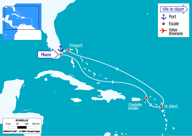 itinéraire croisière Caraïbes et Antilles : Porto Rico, Iles Vierges, Bahamas