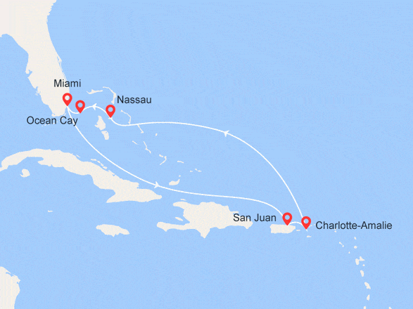 itinéraire croisière Caraïbes et Antilles : Porto Rico, Iles Vierges, Bahamas (1)
