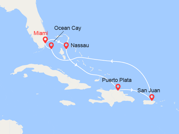 itinéraire croisière Caraïbes et Antilles : Porto Rico, Rép Dominicaine & Bahamas