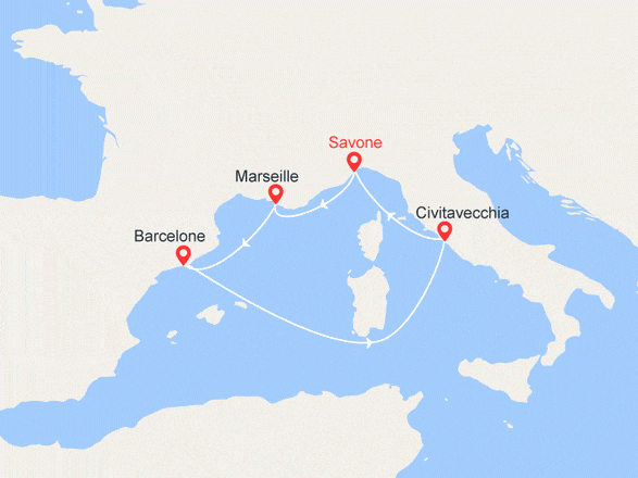 itinéraire croisière Méditerranée : Pré-Inaugurale : Italie, France, Espagne