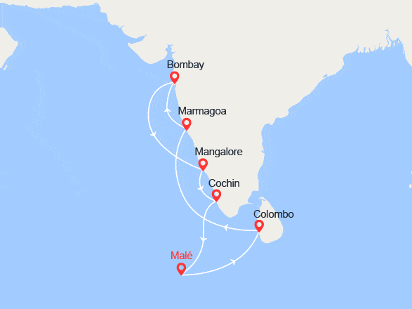 itinéraire croisière Océan Indien : Prix Choc ! Maldives, Sri Lanka, Inde
