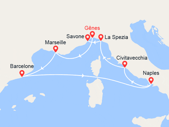 itinéraire croisière Méditerranée Occidentale : Provence, Barcelone, Italie
