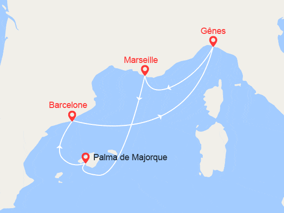 itinéraire croisière Méditerranée : Provence, Majorque, Barcelone