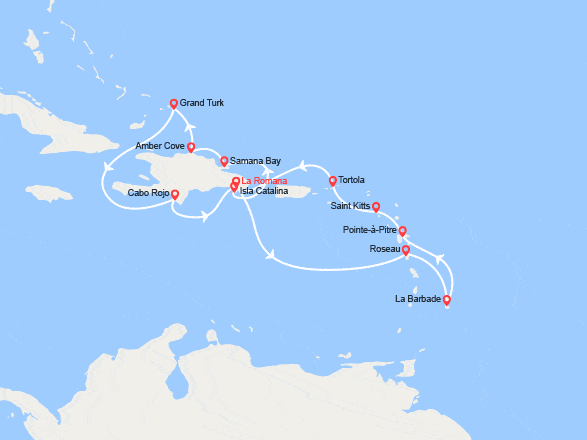 itinéraire croisière Caraïbes et Antilles : Rép. Dominicaine, îles Turks et Caïques, Dominique, Antilles, îles Vierges
