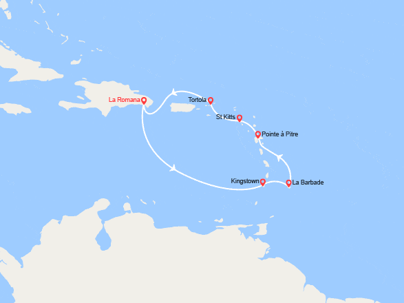 itinéraire croisière Caraïbes et Antilles : Rép. Dominicaine, Antilles, îles Vierges