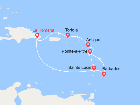 itinéraire croisière Caraïbes et Antilles : Rép.Dominicaine, Antilles, Iles Vierges
