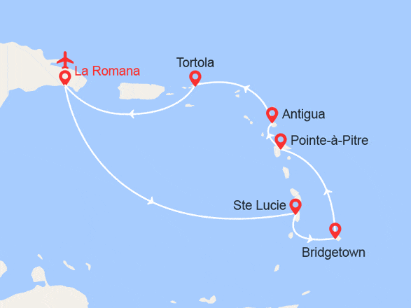 itinéraire croisière Caraïbes et Antilles : Rép.Dominicaine, Antilles, Iles Vierges