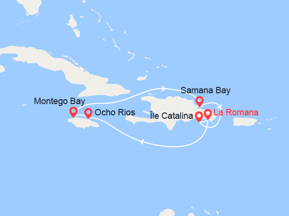 itinéraire croisière Caraïbes et Antilles : Rép.Dominicaine, Jamaïque