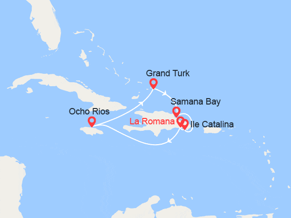 itinéraire croisière Caraïbes et Antilles : Rép.Dominicaine, Jamaïque, Turks et Caicos
