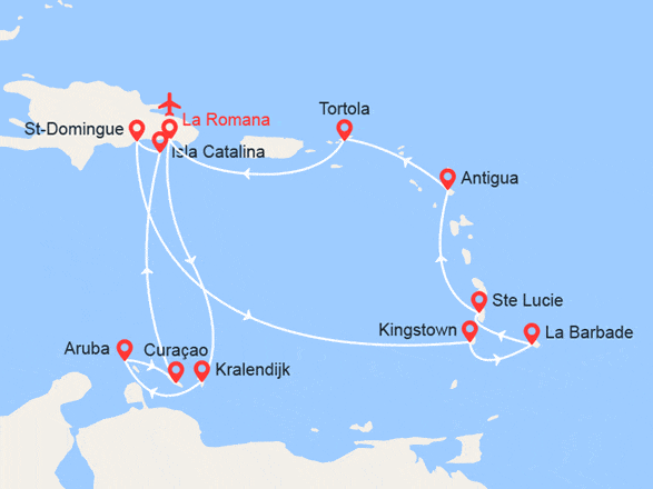 itinéraire croisière Caraïbes et Antilles : République Dominicaine, Antilles, Iles Vierges