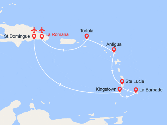 itinéraire croisière Caraïbes et Antilles : République Dominicaine, Antilles et Iles Vierges Britanniques