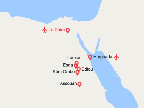 itin&eacute;raire croisi&egrave;re Nil : Richesse du Caire, le Nil et la mer Rouge 