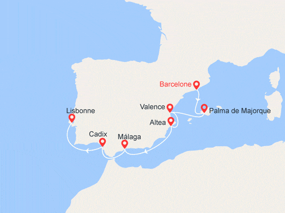 itinéraire croisière Méditerranée - Iles Baléares : Rivages ibériques