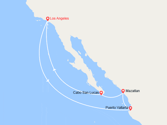 itinéraire croisière Amérique du Nord : Riviera Mexicaine : Puerto Vallarta, Mazatlan, Cabon San Lucas