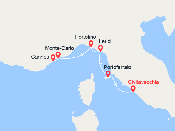 itinéraire croisière Méditerranée : Rome - Cannes
