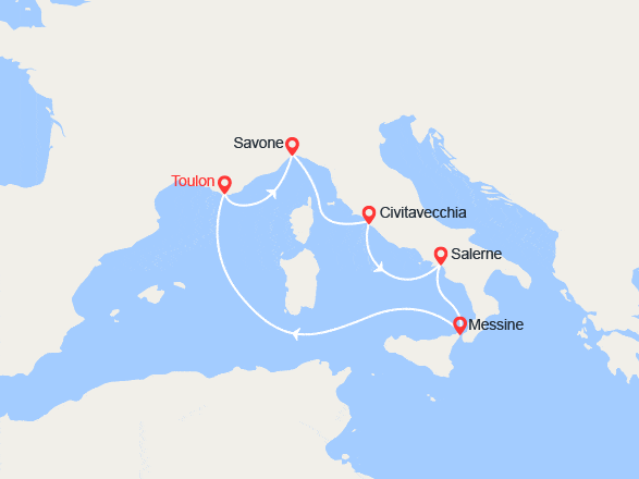 itin&eacute;raire croisi&egrave;re Méditerranée Occidentale : Rome, Côte Amalfitaine, Sicile 