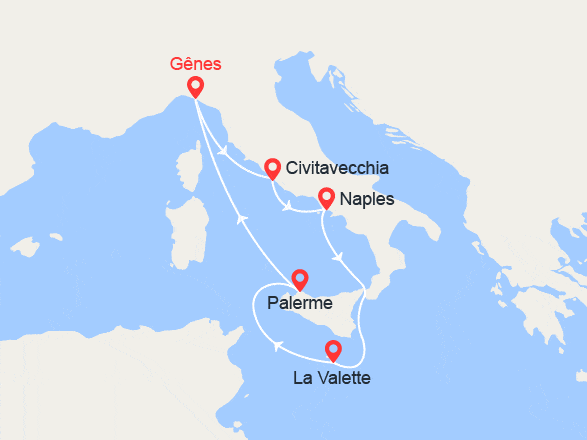 itinéraire croisière Méditerranée : Rome, Naples, Sicile, Malte