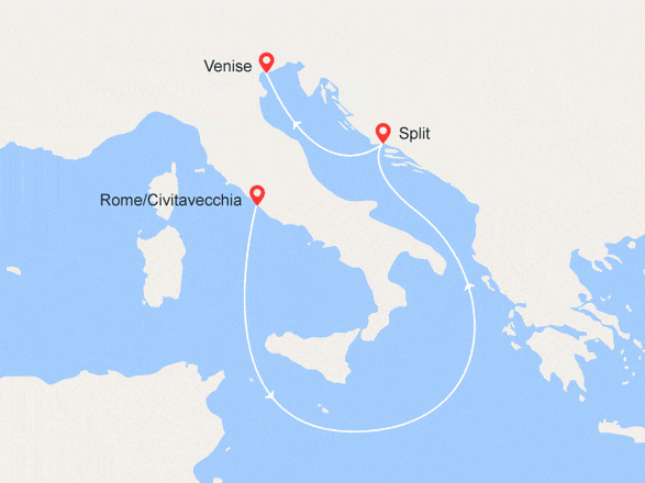 itinéraire croisière Croatie/Adriatique : Rome, Split, Venise