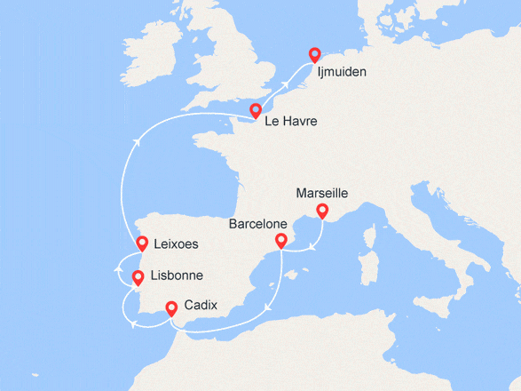itinéraire croisière Europe du Nord : Route vers le Nord : De Marseille à Amsterdam