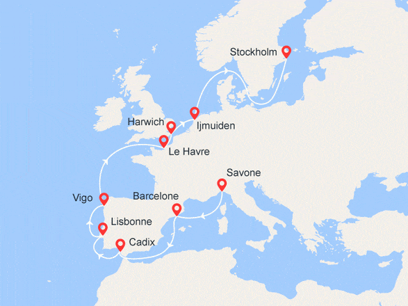 itinéraire croisière Europe du Nord : Route vers le Nord : De Nice à Stockholm