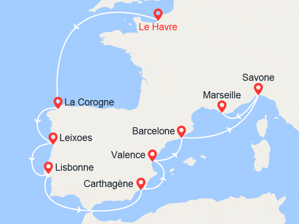 itinéraire croisière Méditerranée : Route vers le Sud