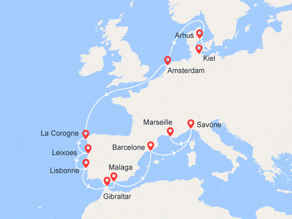 itinéraire croisière Méditerranée : Route vers le Sud : De Kiel à Marseille